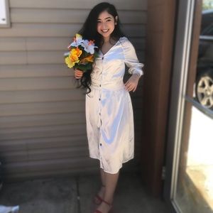 Tie Front Button Through Satin Dress